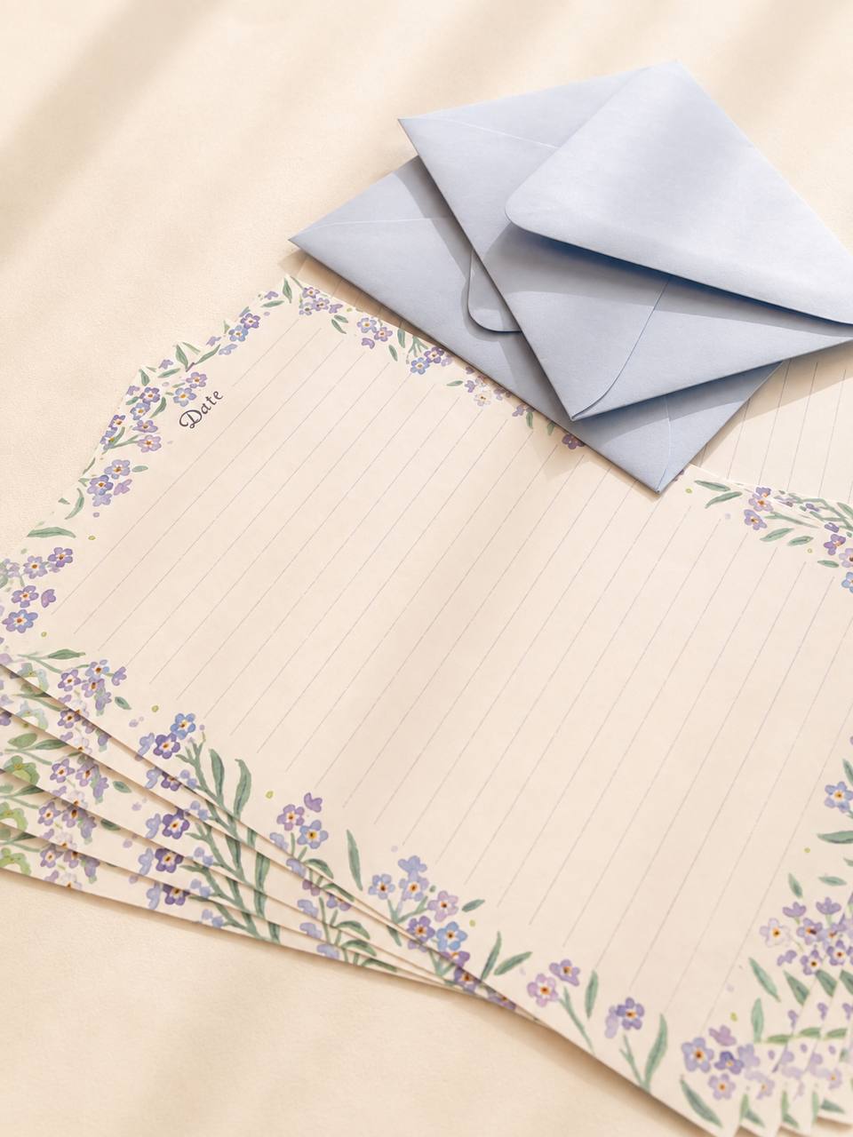 Forget-me-not writing paper with powder-blue envelopes